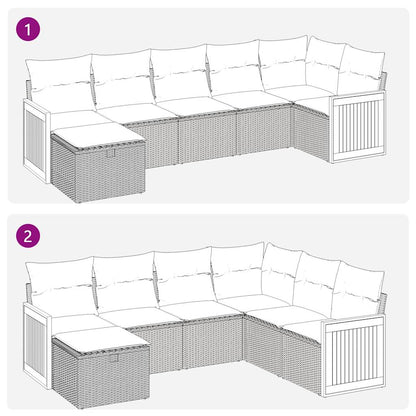 7 pcs garden sofa set with cushions poly rattan beige