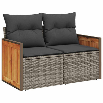 8 pcs garden sofa set with cushions poly rattan grey