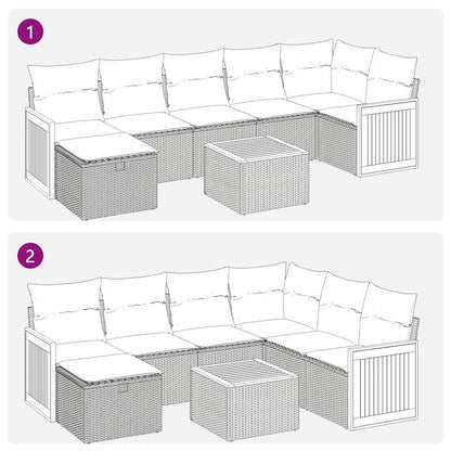 8 pcs garden sofa set with cushions poly rattan grey