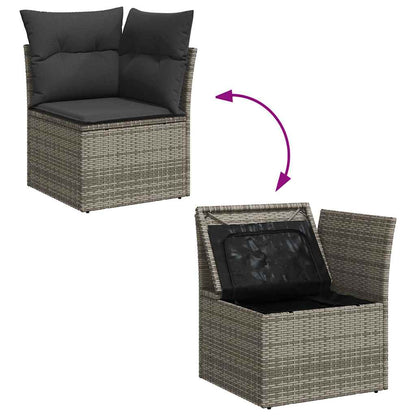 8 pcs garden sofa set with cushions poly rattan grey