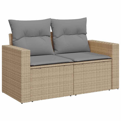 10 pcs garden sofa set with cushions PE rattan beige