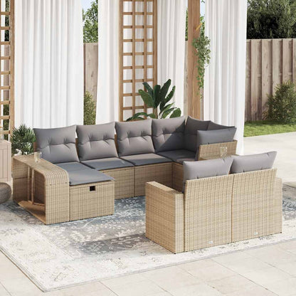 10 pcs garden sofa set with cushions PE rattan beige