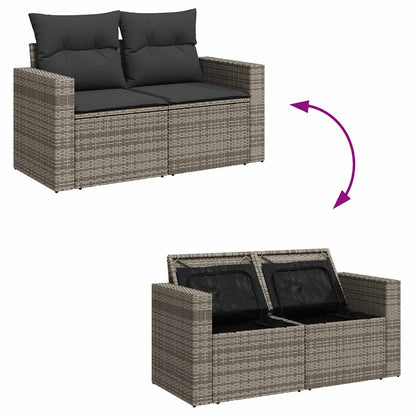 10 pcs garden sofa set with cushions poly rattan grey