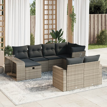10 pcs garden sofa set with cushions poly rattan grey