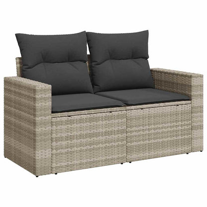10 pcs garden sofa set with cushions light grey poly rattan
