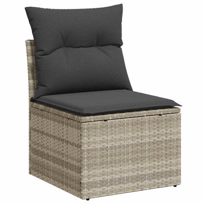 10 pcs garden sofa set with cushions light grey poly rattan