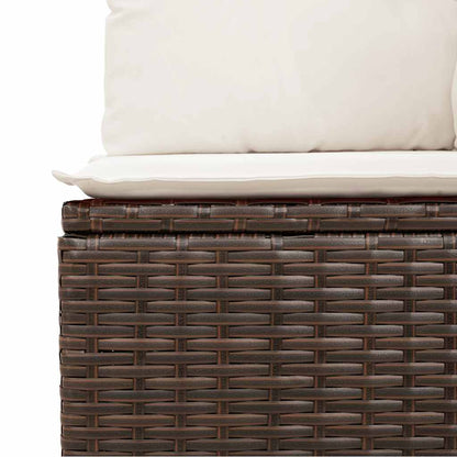 10 pcs garden sofa set with cushions poly rattan brown