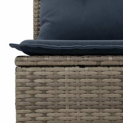 7 pcs conjunto sofás jardim almofadões vime PE/acácia cinzento