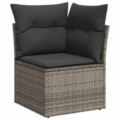 8 pcs garden sofa set with cushions poly rattan grey