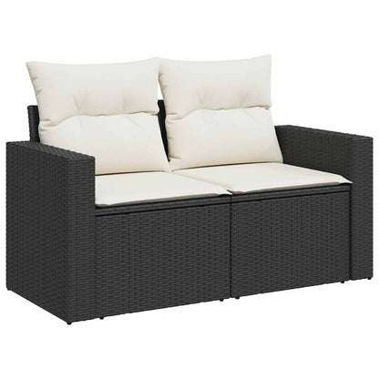 10 pcs garden sofa set with cushions poly rattan black
