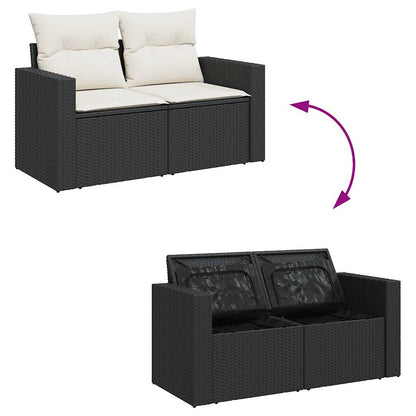 10 pcs garden sofa set with cushions poly rattan black