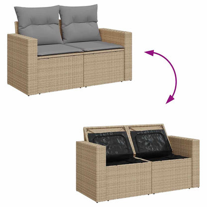 10 pcs garden sofa set with cushions PE rattan beige