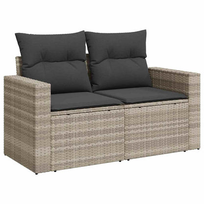 10 pcs garden sofa set with cushions light grey poly rattan