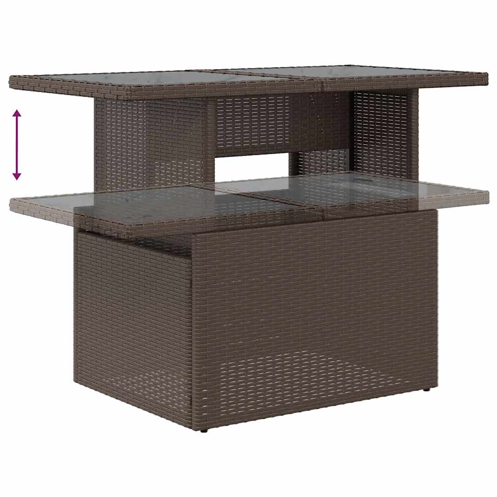 10 pcs conj. sofás jardim c/ almofadões vime PE/acácia castanho