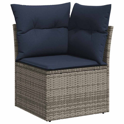 7 pcs conjunto sofás jardim c/ almofadões vime PE/acácia preto