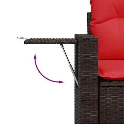 10 pcs conj. sofás jardim c/ almofadões vime PE/acácia castanho