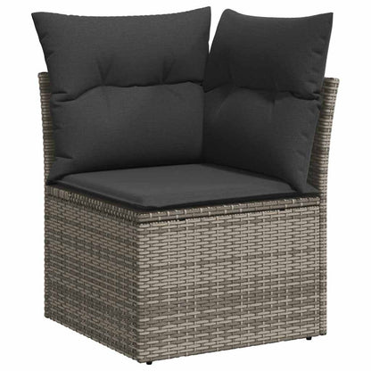 8 pcs garden sofa set with cushions poly rattan grey