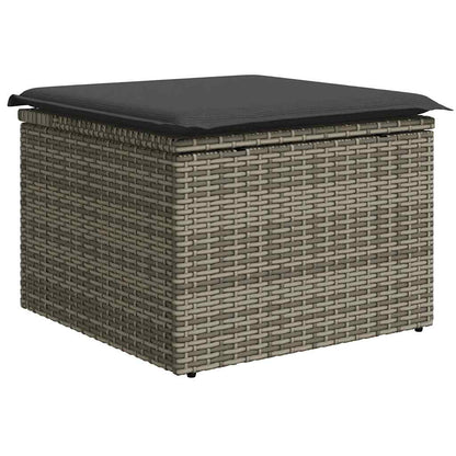 8 pcs garden sofa set with cushions poly rattan grey