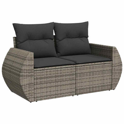 8 pcs garden sofa set with cushions poly rattan grey