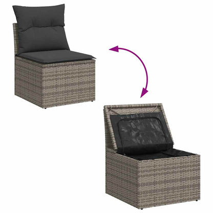 8 pcs garden sofa set with cushions poly rattan grey