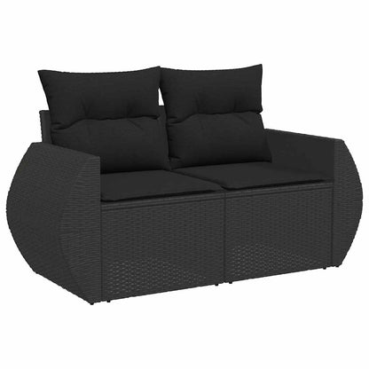 10 pcs garden sofa set with cushions poly rattan black