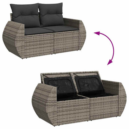 10 pcs garden sofa set with cushions poly rattan grey