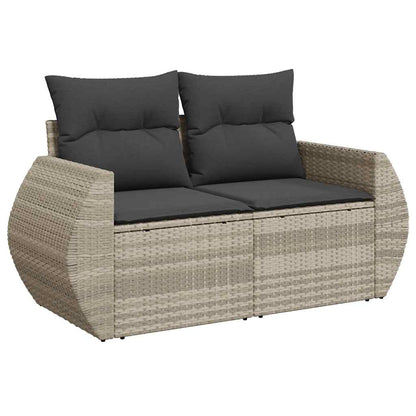10 pcs garden sofa set with cushions light grey poly rattan