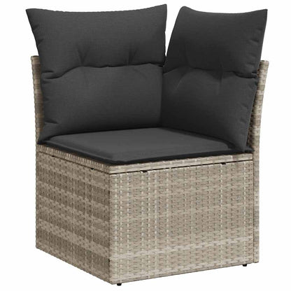 10 pcs garden sofa set with cushions light grey poly rattan