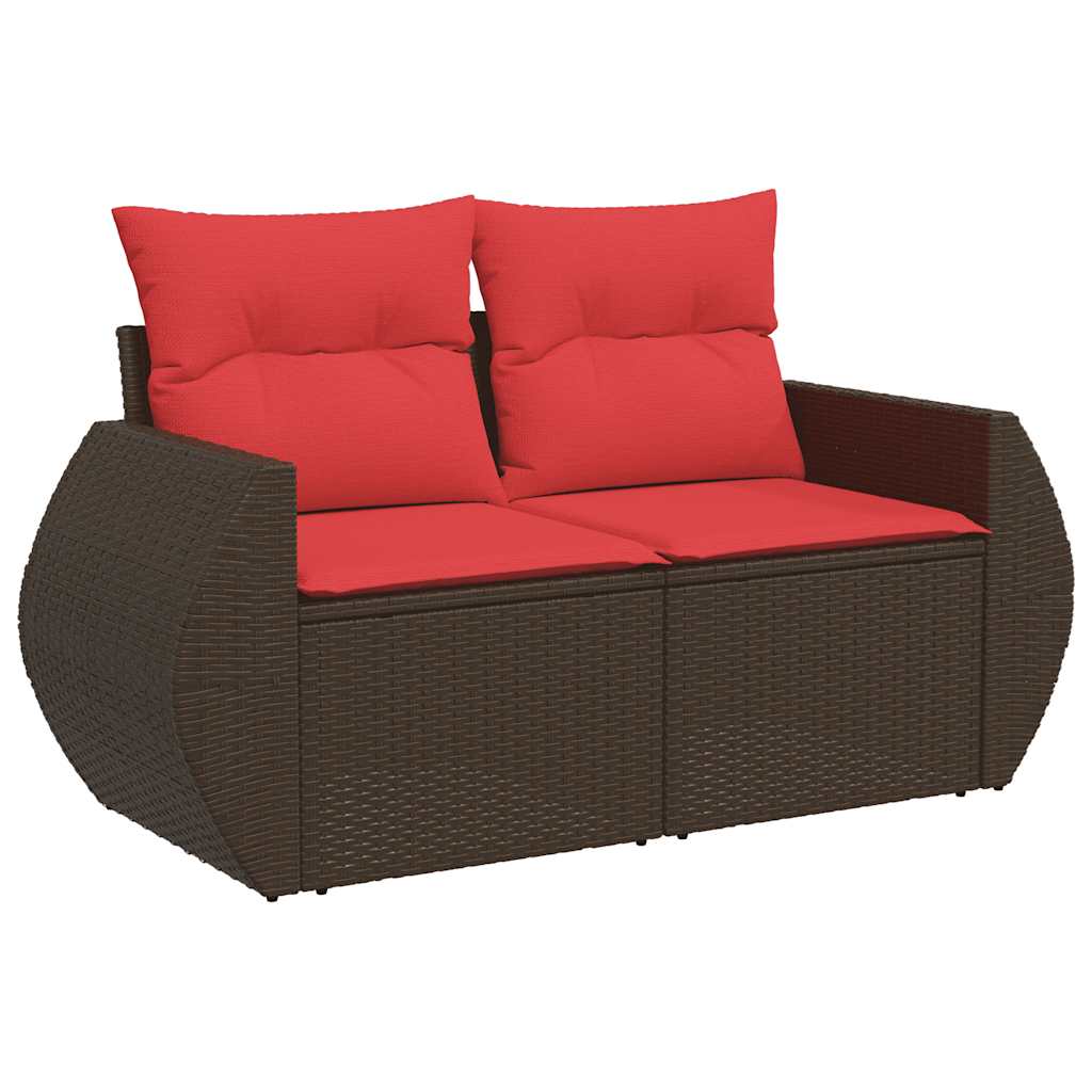 10 pcs conj. sofás jardim c/ almofadões vime PE/acácia castanho