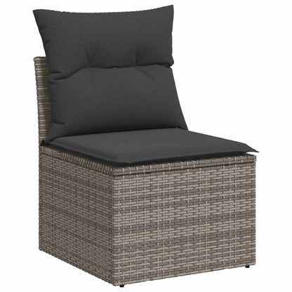 8 pcs garden sofa set with cushions poly rattan grey