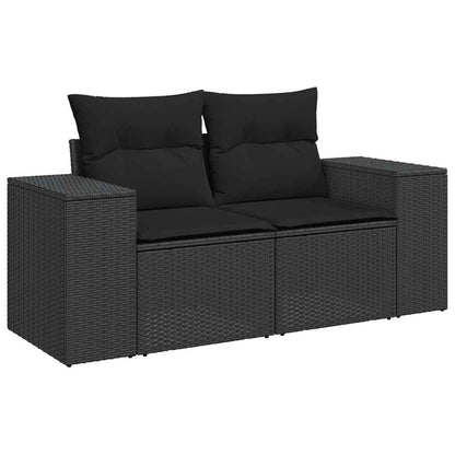 10 pcs garden sofa set with cushions poly rattan black
