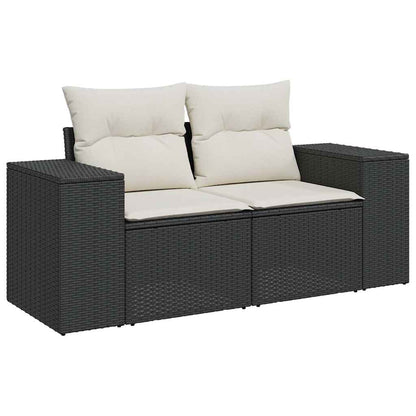 10 pcs garden sofa set with cushions poly rattan black