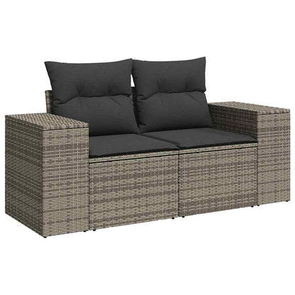 10 pcs garden sofa set with cushions poly rattan grey