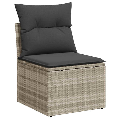 10 pcs garden sofa set with cushions light grey poly rattan