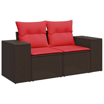 10 pcs conj. sofás jardim c/ almofadões vime PE/acácia castanho