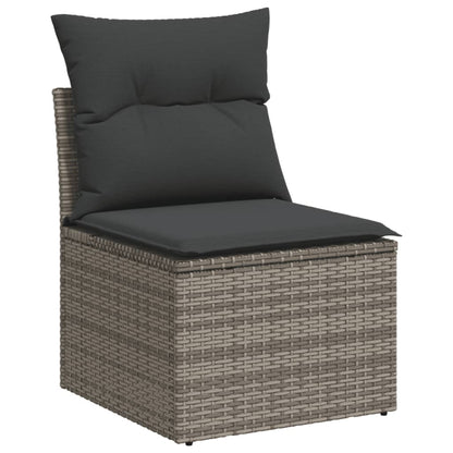 8 pcs garden sofa set with cushions poly rattan grey
