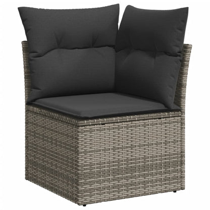 8 pcs garden sofa set with cushions poly rattan grey