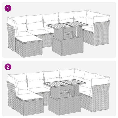 8 pcs garden sofa set with cushions poly rattan grey