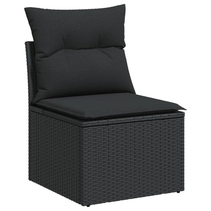 10 pcs garden sofa set with cushions poly rattan black