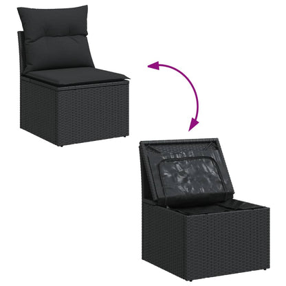 10 pcs garden sofa set with cushions poly rattan black