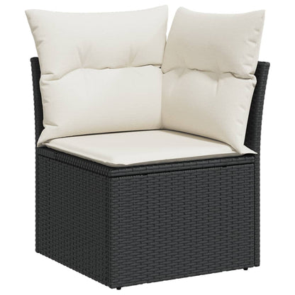 10 pcs garden sofa set with cushions poly rattan black