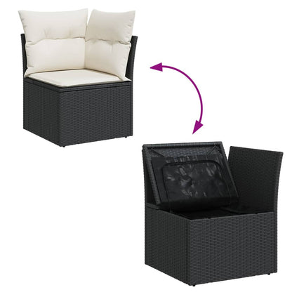 10 pcs garden sofa set with cushions poly rattan black