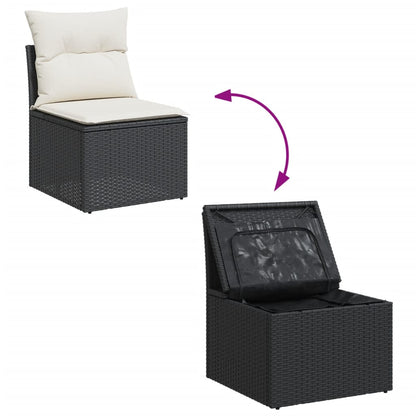 10 pcs garden sofa set with cushions poly rattan black