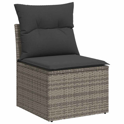 8 pcs garden sofa set with cushions poly rattan grey