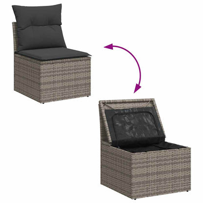 8 pcs garden sofa set with cushions poly rattan grey