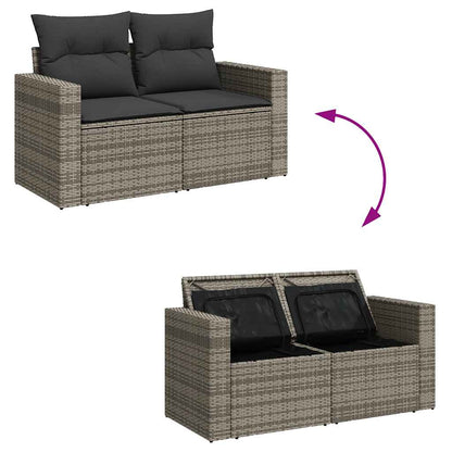 8 pcs garden sofa set with cushions poly rattan grey