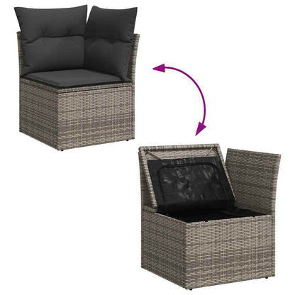 8 pcs garden sofa set with cushions poly rattan grey