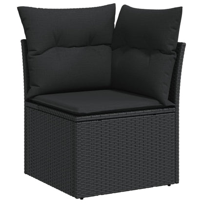10 pcs garden sofa set with cushions poly rattan black