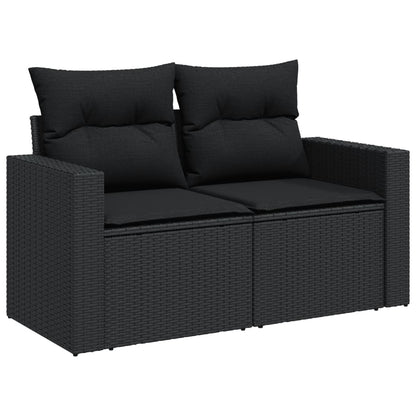 10 pcs garden sofa set with cushions poly rattan black
