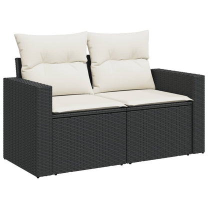10 pcs garden sofa set with cushions poly rattan black